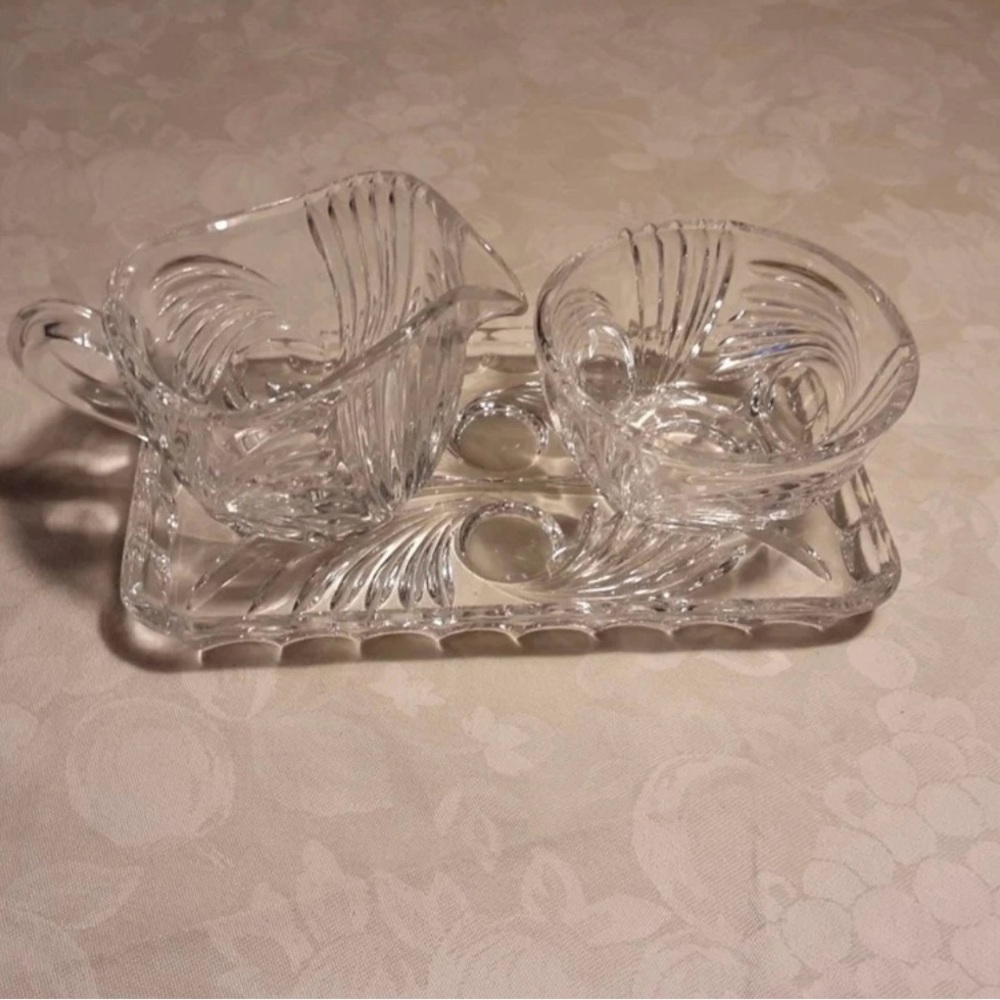 Crystal Cream and Sugar Bowl w/ Underplate